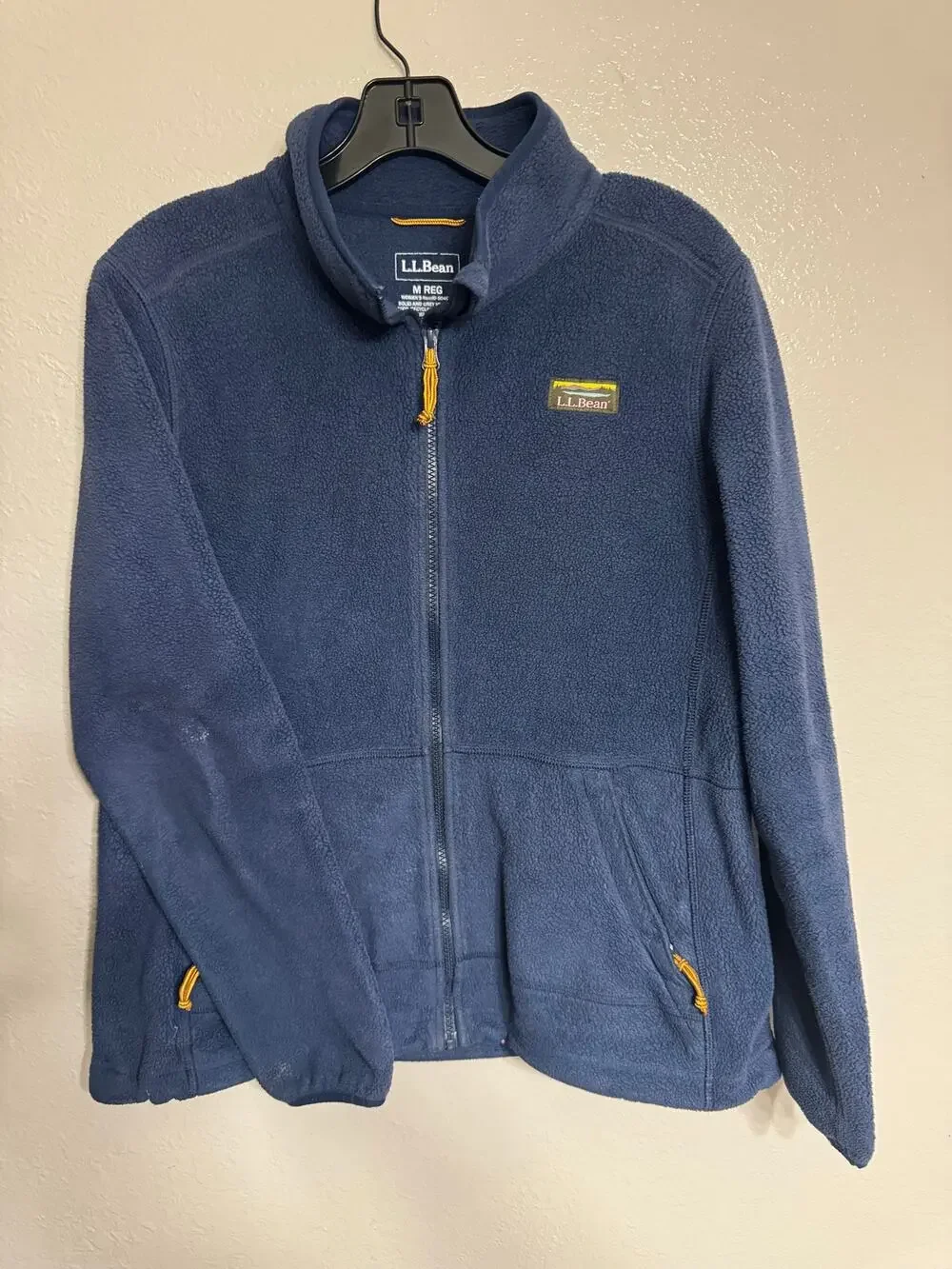 L.L. Bean Women’s M Reg Navy Full Zip Fleece Jacket Outdoor Hiking Polartec Sty